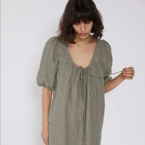 ISO in medium! deiji studios linen double cord dress in linen check